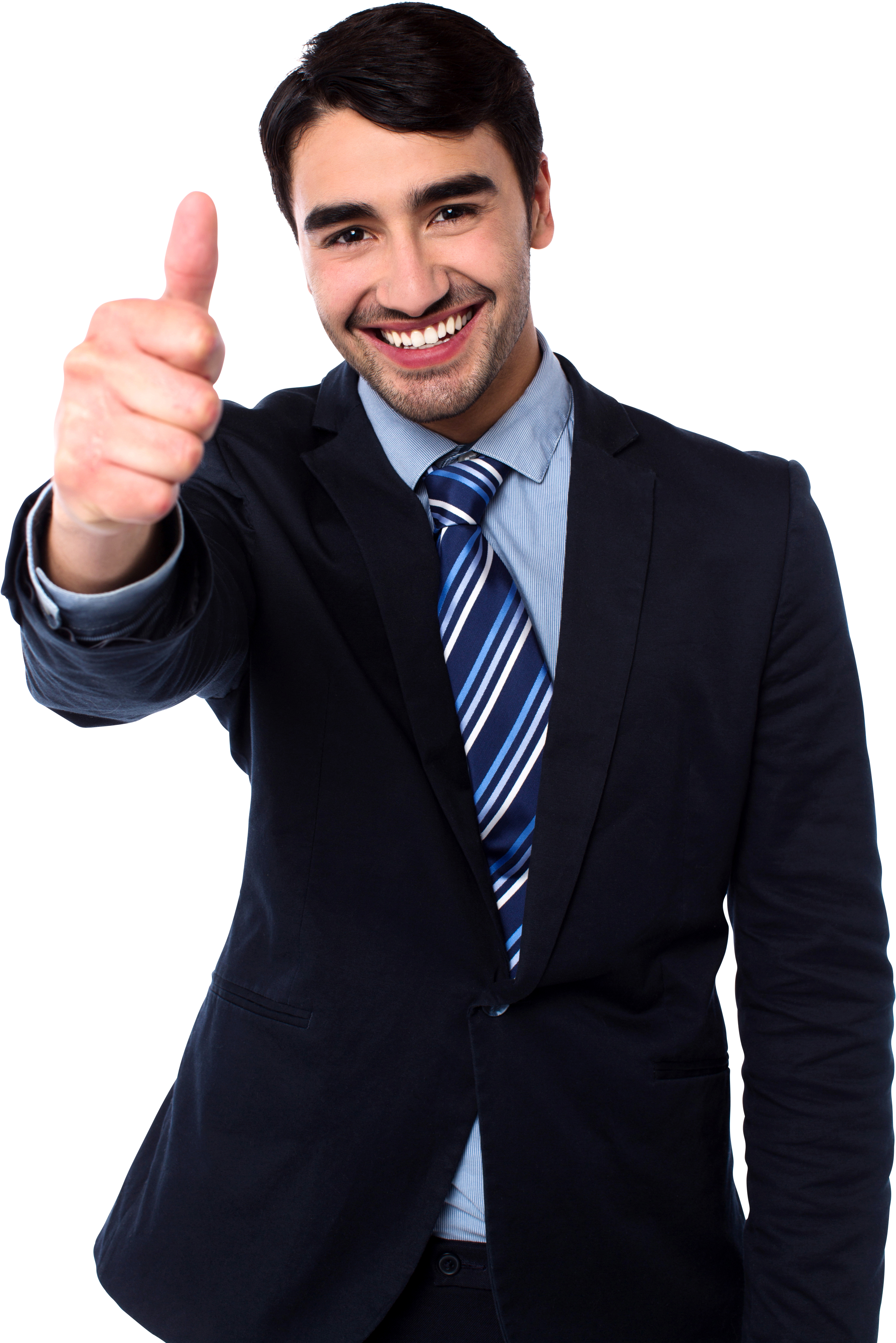 Man in suit smiling and giving thumbs up